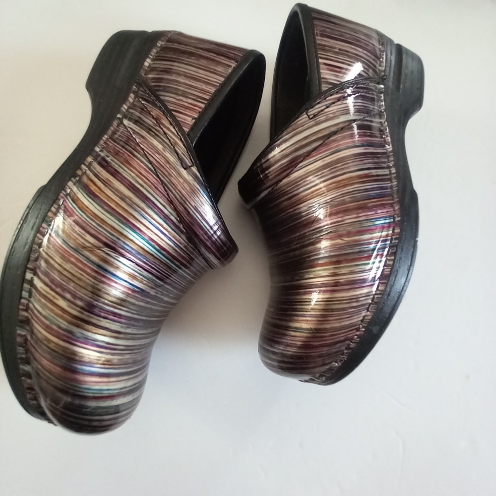 New DANSKO metallic Striped Clogs. Size 41. MULTICOLOUR